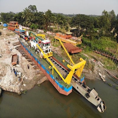 Máquina de corte de areia de motor a diesel Dredger de sucção para dragagem de lama de rio Profundidade 0,5 Meter -30 Meter