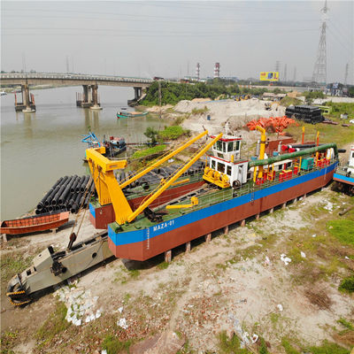 Dredger de sucção de corte completo com estação de reforço 250ND-800ND Tamanho da bomba e cabeça de 39-65m