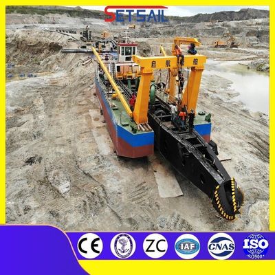 Profissional 39-65m Anchor Boom Cutter hidráulico Sucção Dredger com guindaste de convés