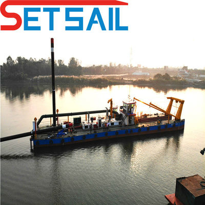 Capacidade de solo 1200m3 Cummins motor diesel 26 polegadas cortador sucção draga com âncora boom