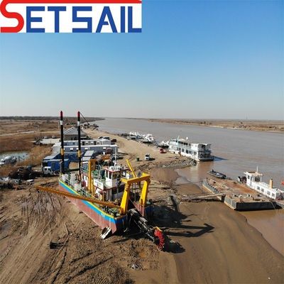800 m-5000 m Distância de descarga Dredger de areia do rio com cabeça de roda de balde e Siemens PLC