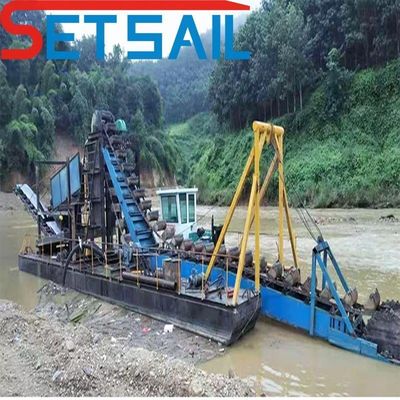 Dredger de cauda de 0,6 m a 1,2 m tipo cadeia de balde de ouro e diamante para o rio QHCBD-32