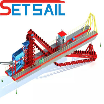 50-500m3 Chain Bucket Mining Dredger para extração de ouro e diamantes de rio personalizados