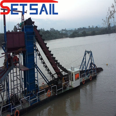 Máquinas de mineração de ouro fluvial com comprimento total de 24 m-38 m e capacidade de balde de 0,035-0,08 m3