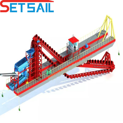 Dredger de mineração de ouro do rio Bucket Chain com Jig e 180000.000kg de peso bruto do pacote