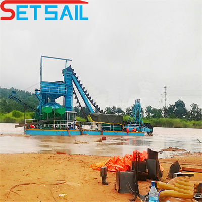 75kw-500kw Cumins Alta Capacidade River Bucket Chain Dredger para mineração de ouro e diamantes