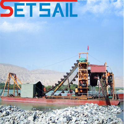 Dredger de mineração de ouro e diamante com balde de cadeia dentro de conjuntos de geradores de motores a diesel