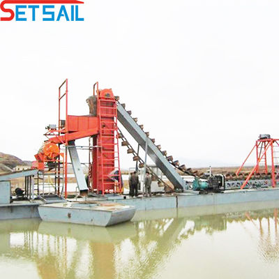 60m3-500m3 Capacidade Motor Diesel Cadeia de Potência Balde Dredger Diamante para River Gold