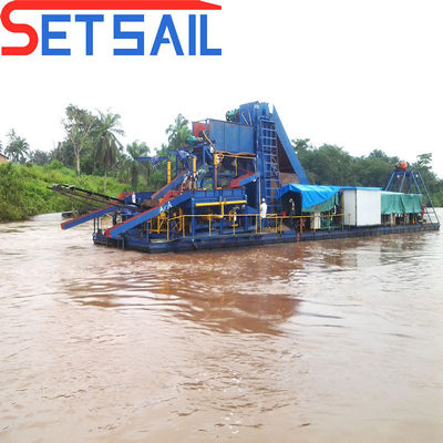 Transporte Via Maré Chain de carga Balde Rio areia Gold Dredger para máquinas de diamante