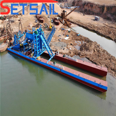 Transporte Via Maré Chain de carga Balde Rio areia Gold Dredger para máquinas de diamante