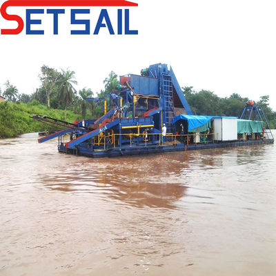 Amostragens Rio Cadeia Balde Equipamento de mineração de ouro com chuveiro de agitação 37kw-150kw Potência