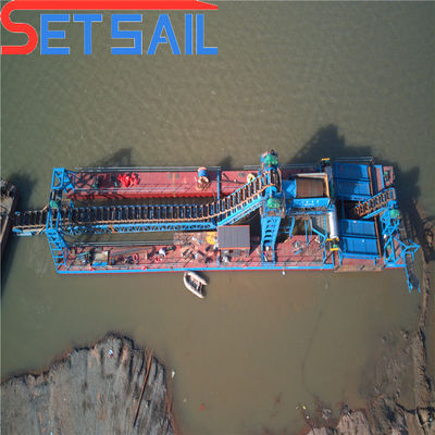 Consumo total de combustível 14L-39L Chain Bucket Dredging River Sand Machinery for gold