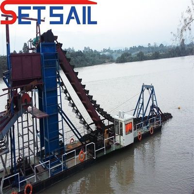 Lake Chain Bucket River Dredger de mineração de ouro com tela de tambor comprimento 1.4mx1.2m-2.6mx1.5m