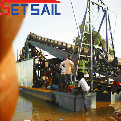 Lake Chain Bucket River Dredger de mineração de ouro com tela de tambor comprimento 1.4mx1.2m-2.6mx1.5m