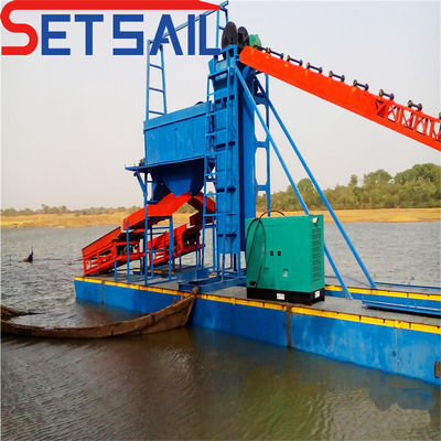 Lake Chain Bucket River Dredger de mineração de ouro com tela de tambor comprimento 1.4mx1.2m-2.6mx1.5m