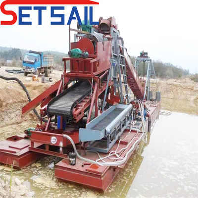Lake Chain Bucket River Dredger de mineração de ouro com tela de tambor comprimento 1.4mx1.2m-2.6mx1.5m