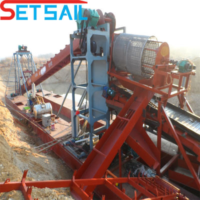 Dredgeira de mineração de ouro e diamantes com dimensão de casco de 23 m-49 m