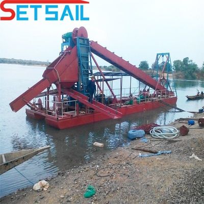 Dredgeira de mineração de ouro e diamantes com dimensão de casco de 23 m-49 m