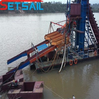 Dredgeira de mineração de ouro e diamantes com dimensão de casco de 23 m-49 m