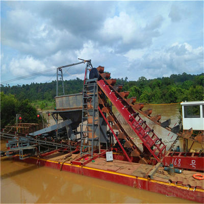 Dredger de areia de balde de cadeia de ouro / diamante com máquina de jigging e equipamento de agitação
