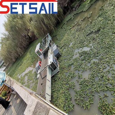 Sistema de operação automática Recolhedora de ervas daninhas flutuante para largura do casco 3m-7m Limpeza de água