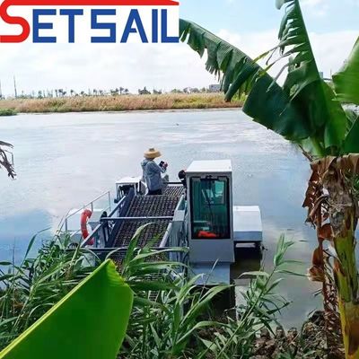 Sistema de operação automática Recolhedora de ervas daninhas flutuante para largura do casco 3m-7m Limpeza de água